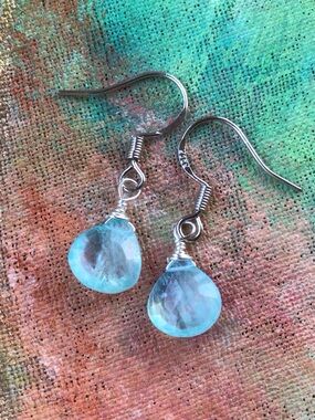 Natural Aquamarine Sterling Silver Sundance Charm Earrings
